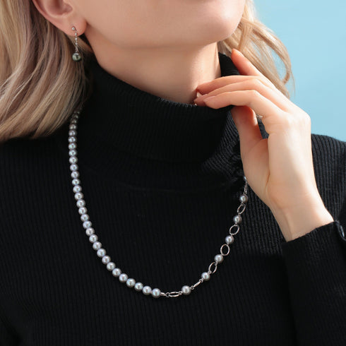 8.5-9.5mm Freshwater Grey Pearl Spliced Necklace - House Of Pearls
